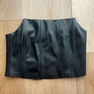 NWT Pull&Bear Black Faux Leather Corset Top